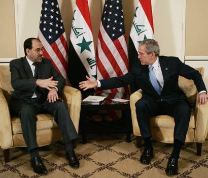 Iraqi Prime Minister Nuri al-Maliki and George W. Bush