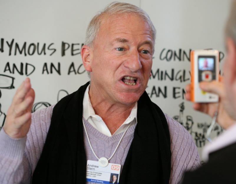 SEIU President Andy Stern is interviewed while at the World Economic Forum in Davos, Switzerland