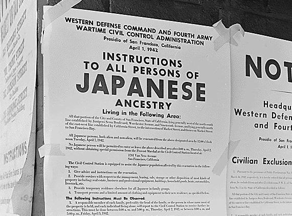 Orders for Japanese-Americans to report for internment during the Second World War