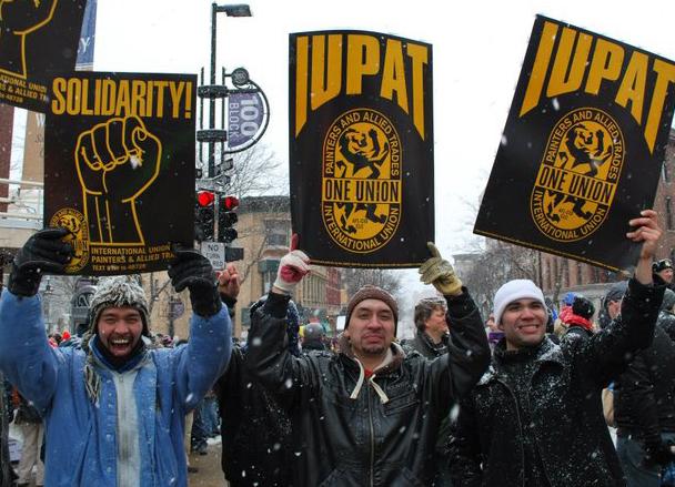 Unions across the state of Wisconsin and beyond turn out for a huge rally at the state Capitol