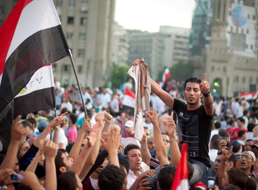 Protesters flooding Cairo's Tahrir Square in July 2011