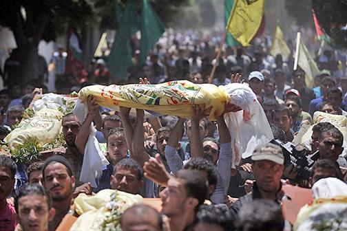 A funeral for one of the victims of Israeli airstrikes in Gaza