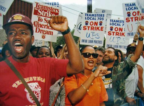 UPS workers on the picket line during their 1997 strike