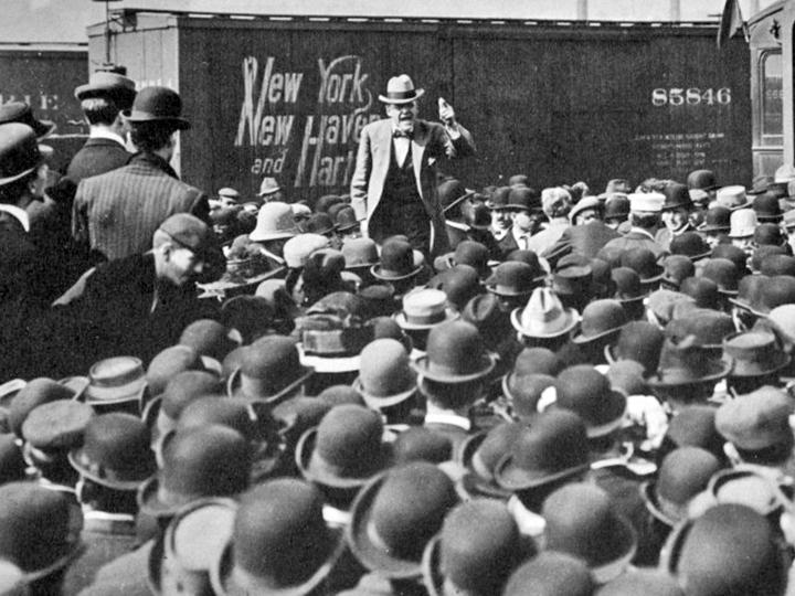 Eugene V. Debs speaks during his 1912 presidential campaign
