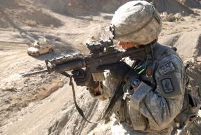U.S. paratrooper on patrol in Afghanistan's Paktika province