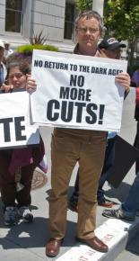 Protesting deep cuts to social services in the California state budget