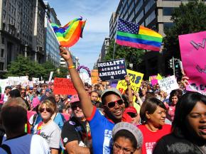 Hundreds of thousands marched for full LGBT equality at the National Equality March in Washington, D.C.