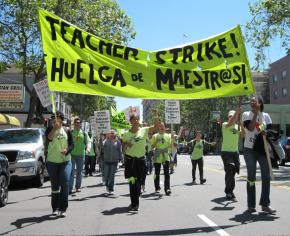 Teachers in the Oakland Educators Association on strike