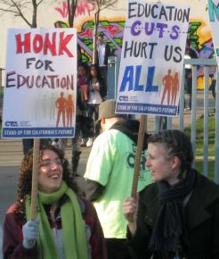 Oakland teachers picketing on the March 4 day of action