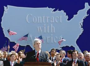 Newt Gingrich and fellow Republicans announce their "Contract with America"