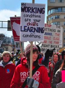Educators march against Walker's attacks on their unions and rights