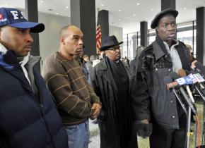 Survivors of Chicago police torture (left to right): Victor Saffold, Mark Clements, Anthony Holmes and Darrell Cannon