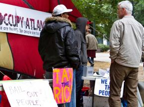 Occupy Atlanta participants in the renamed Troy Davis Park