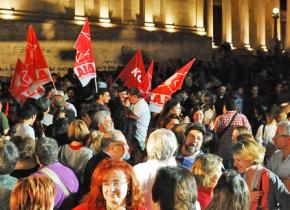 Crowds of SYRIZA supporters gathered in Syntagma Square in Athens to celebrate the election result