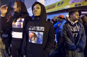 Protesters gather in East Flatbush after the police murder of Kimani Gray
