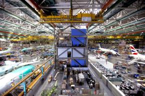 Inside the Boeing factory in Everett, Wash.