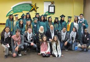 Participants in the walkout against Israeli apartheid at George Mason University