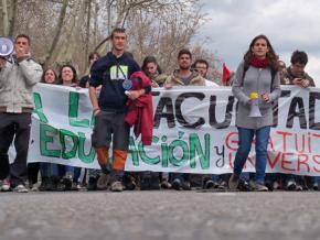 Students on the march during their strike in Madrid