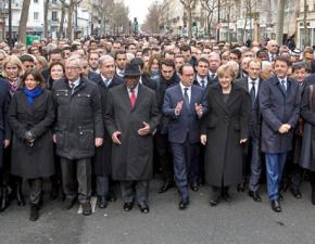 Leaders of the world's most powerful governments put themselves at the front of the Paris march