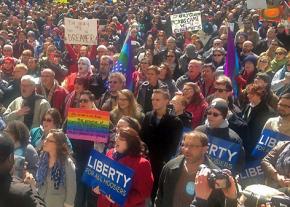 Indiana protests the passage of legalized discrimination against LGBT people