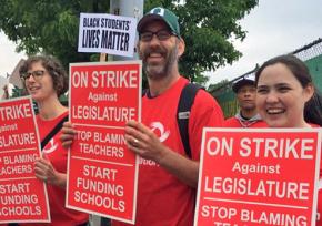 Seattle teachers on the picket line during a one-day strike in May 2015