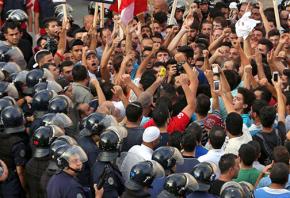 Anti-government demonstrators in the streets of Beirut