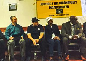 Panelists at the forum against wrongful convictions in Mount Vernon, New York