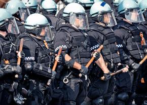 Chicago police clad in riot gear during protests against the NATO summit