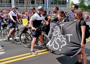 Police move in to arrest anti-racist LGBTQ activists at the Pride Parade in Columbus