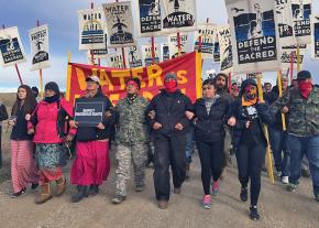 Activists march against the Dakota Access Pipeline in Standing Rock, North Dakota
