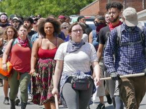 Anti-racist demonstrators take a stand in Charlottesville