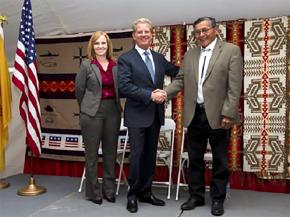 Former Navajo Nation President Ben Shelly (right) meets with representatives of Raytheon