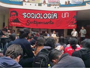 Students in the Human Sciences department participate in a strike assembly