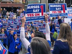 Nurses rally in Boston for a safe-staffing ballot measure