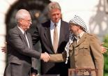 Left to right: Yitzhak Rabin, Bill Clinton and Yasser Arafat at the signing of the 1993 Oslo Accord Left to right: Yitzhak Rabin, Bill Clinton and Yasser Arafat at the signing of the 1993 Oslo Accord
