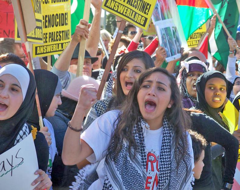 Protesters in Los Angeles march in solidarity with the people of Palestine