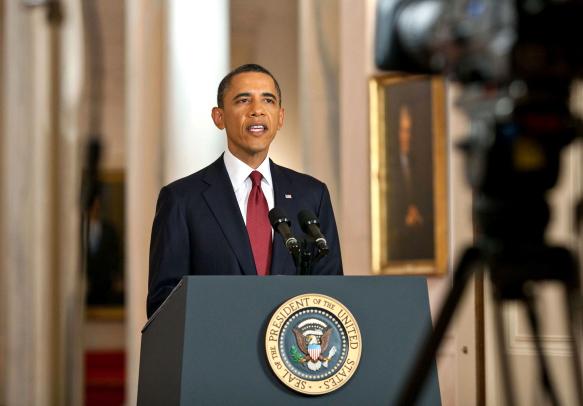 President Obama at a press conference in May
