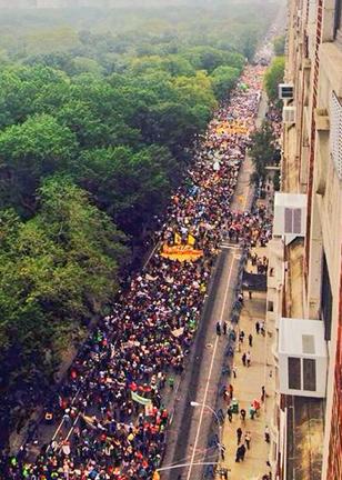 The People's Climate March packed New York City's Central Park West for blocks and blocks.