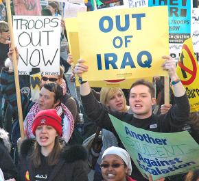 Marching against the war in Iraq at a Washington, D.C., demonstration in January 2007