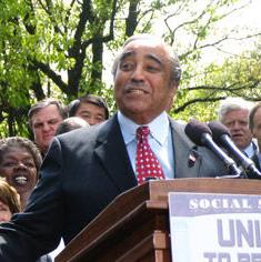 Rep. Charles Rangle (D-N.Y.) speaks at a rally in Washington, D.C.