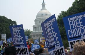 Rallying for the Employee Free Choice Act in front of the Capitol