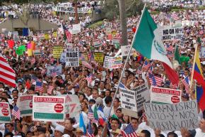 Marching for immigrant rights in Los Angeles on May Day 2006
