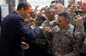 President Obama meets active-duty soldiers