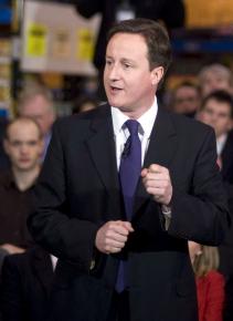 Conservative Party candidate David Cameron on the campaign trail