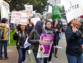 Students march against cuts and privatization at San Francisco State University on March 2nd