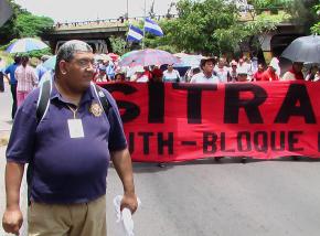 Miguel Luna marching at a demonstration in Tegucigalpa, Honduras