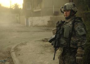 U.S. soldier on patrol in the Jamia neighborhood in Baghdad