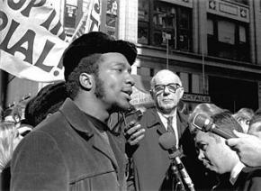 Chicago Black Panther leader Fred Hampton speaks to reporters