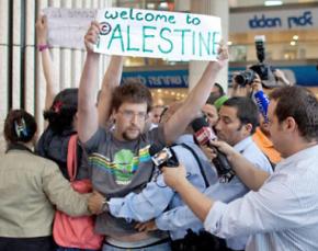 Police arrest activists at Ben Gurion Airport as they attempt to greet participants in Welcome to Palestine