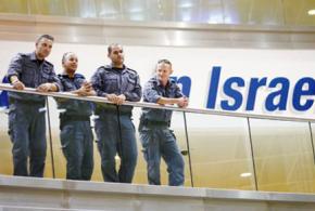 Israeli security forces inside Ben Gurion Airport
